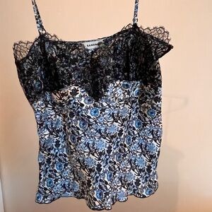 Sandro black white and blue top